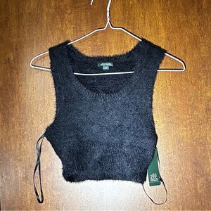 Wild Fable Black Fuzzy Sleeveless Crop Top